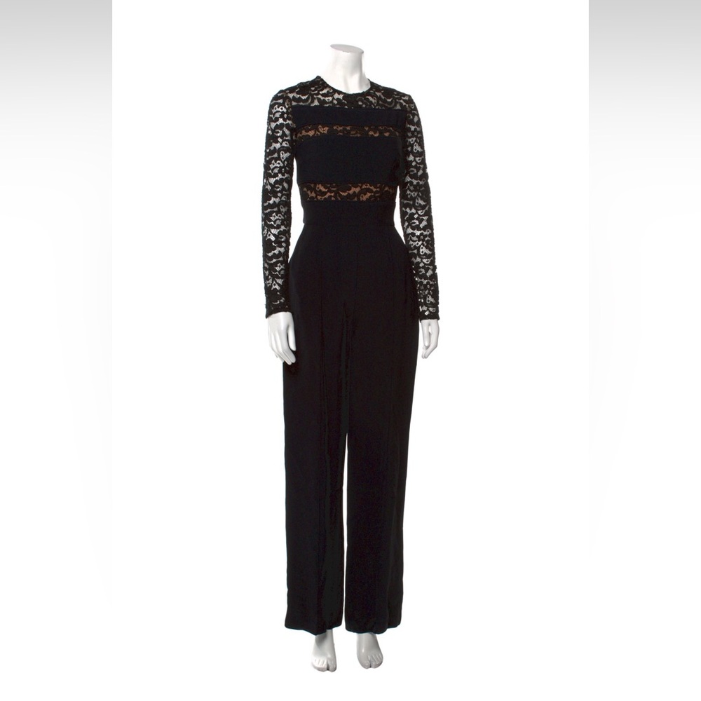 Elie Saab Lace Pattern Crew Neck Jumpsuit Size M